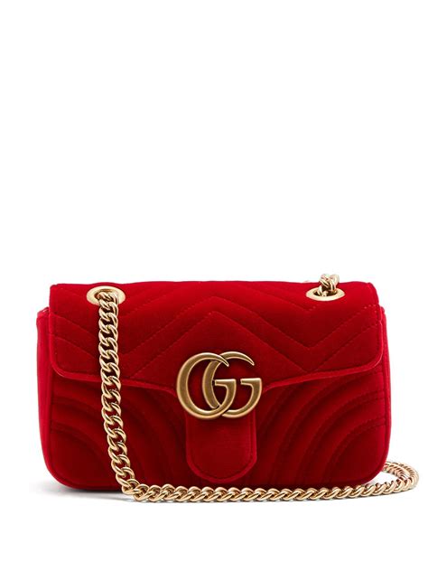gucci red velvet small gg marmont 2.0 bag